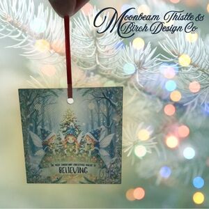 Woodland Fairy Christmas Ornament • Tempered Glass • Holiday Magic